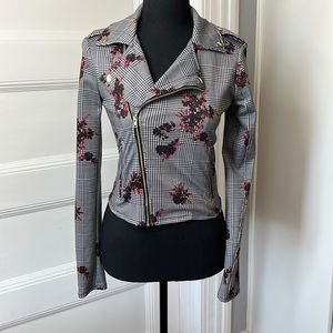 MATERIAL GIRL plaid and floral MOTO Jacket, size S‎